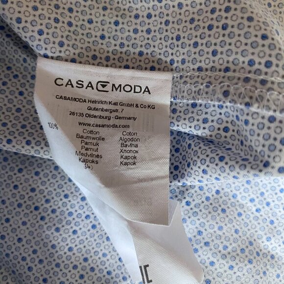 Casa Moda Premium Edition Light Blue Patterned Shirt | Size 44 (XL Fit) - Picture 9 of 10
